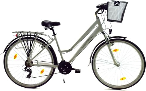 28 Zoll Alu Aluminium Herren Damen City Trekking Fahrrad Trekkingfahrrad Trekkingrad Citybike Cityrad CITYFAHRRAD DAMENFAHRRAD Unisex Rad Bike 21 Shimano Gang Beleuchtung STVO Weiß AFA