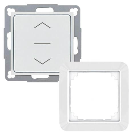Wippschalter Rollladenschalter mit Mittelstellung und Rastfunktion incl. Merten 1-M (System M) Einzelrahmen