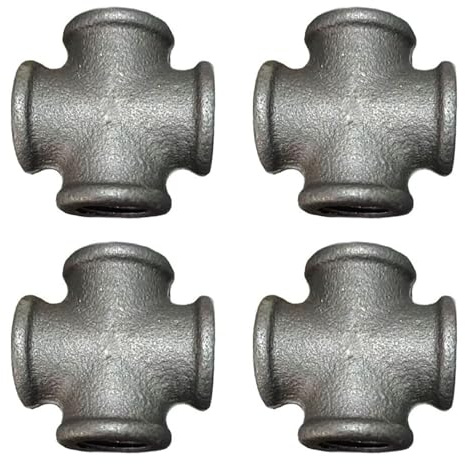 4 connettori a croce a 4 vie, 25 mm, raccordi per tubi in ferro malleabile per decorazione industriale vintage fai da te