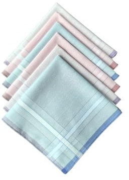 Baoblaze 6 Taschentücher für Damen Männer, Stofftaschentücher Baumwolle mit Karomuster, Tragbar und Schweißabsorbierend, Stofftaschentuch