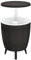 SDWEHO7 3 in 1 Beistelltisch Gartentisch Höhenverstellbar, 37 L Getränkekühler, Cocktailtisch Bistrotisch Couchtisch Cool Bar für Party Camping, Holz-Optik, Schwarz Polypropylen