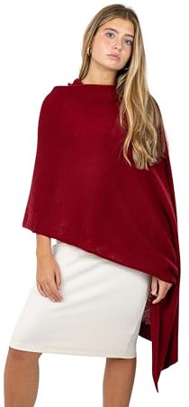 Velanio Cashmere Luxuriöser gestrickter Reise-Schal, Pashmina-Stola, Ganzjahresschal für Damen, Kaschmir-Wollmischung, Kastanienbraun, Large