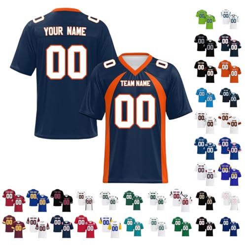Yunshenla Personnalisé Maillot de Football Américain T Shirt Sport Maillot Rugby Personnalisable avec Nom et Numéro Homme Femme Enfant Tshirts Equipe de France T-Shirts Personnalisé(#01)