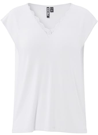 Pieces Damen Pieces Female Tshirt Pc Kamala Spitzen Pckamala Lace V-Neck Tee JRS Fc Bc (1er Pack)