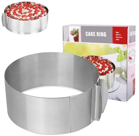 LoNinLoAn Cake Ring Adjustable 16-31CM, Silver, 6CM Height