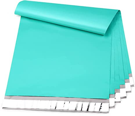 Switory 25 Stück Versandtaschen 30,5 x 39,5 cm Stark klebende, Versandtaschen für Kleidung Wasserdichte Reißfeste, Klebstoff Versand Tüte, für Kleineunternehmen,Boutique, Blaugrün