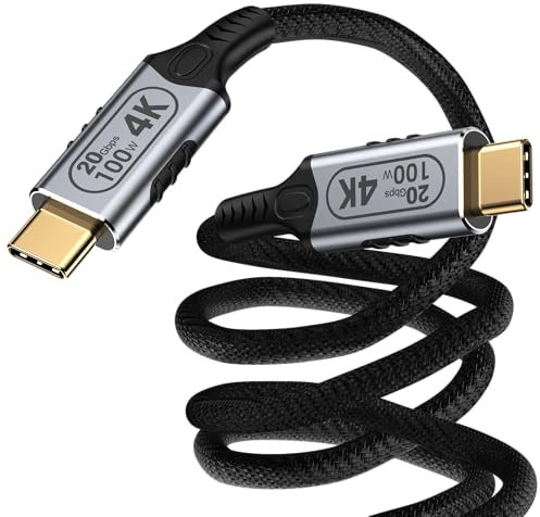 cavo usb type-c lungo 5 metri, 100W Cavo USB Type-C PD 5A Ricarica Rapida QC 3.1 Ricarica Rapida Nylon Intrecciato Cavo,20Gbps Ricarica Rapida per laptop, telefono cellulare, dispositive,monitor,