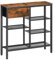 HOOBRO Console Table for Hallway Slim, Hallway Table with Drawer and 5-Tier Storage Shelves, 75 CM Narrow Console Table Behind Sofa, for Living Room, Bedroom, Foyer, Rustic Brown and Black EBF70XG01
