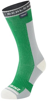 SEALSKINZ Holverstone Waterproof Mid Length Lightweight Running Sock, Green, XL