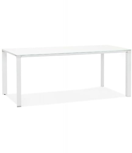 KADIMA DESIGN Besprechungstisch XLINE Metall Glas | Designer Esstisch mit Chrom Akzenten | Moderner Konferenztisch Weiß | Minimalistisch | 200x100x73 cm | XLINE Kollektion
