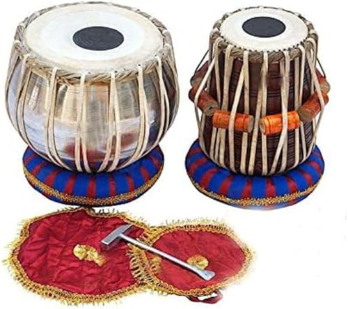 Aakrati Basic Set, Student Tabla Set, Steel Bayan, Dayan, Hammer, Kissen & Cover - Perfekte Tablas für Schüler und Anfänger im Budget, Tabla Drums, Indian Hand Drums (PDI-IB)