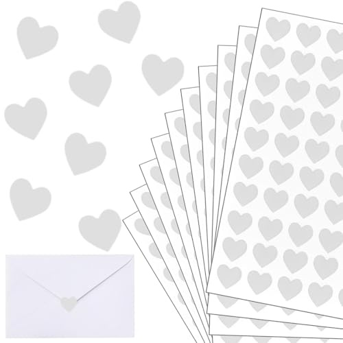 Herz Aufkleber, 600 Stück, Glitzer Herz Sticker, Selbstklebend Herzform Sticker Etiketten für Scrapbooking, Umschläge, Dekoration, Valentinstag, Geschenkverpackungen, DIY-Kunsthandwerk (Silber)