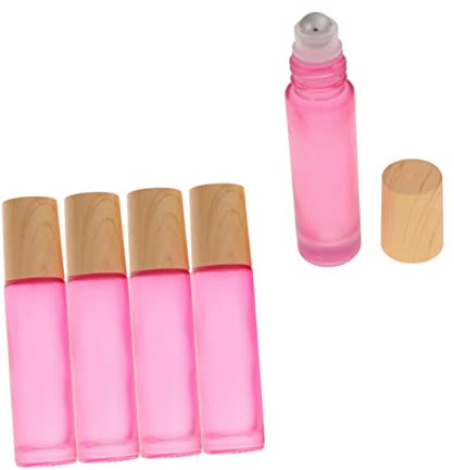 CALLARON 10 Pièces Lot De Flacons Verre Distributeur à Bille Acier Inoxydable Et Couvercle Bois Pour Huiles Essentielles Et Aromatiques