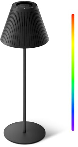 Honeywell LED Dimmbare Akku Tischlampe buntes RGB Licht HWT-M1 Sunturalux 5200mAh Kabellose Tischleuchte Wiederaufladbar (Schwarz-5000K, 1 Stück)