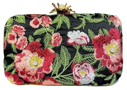 SNGUOQ Bestickte Abendtasche Abendtasche, kleine Muscheltaschen, Kette, Damen-Schulter-Umhängetasche, Stickerei, Damenhandtaschen, Geldbörsen Für Hochzeiten(Green)