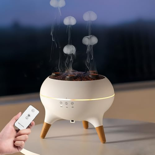 Yolispa Essential Oil Diffuser, 250ML Aromatherapy Jellyfish Diffuser Humidifier with Music Sync Mode, 4/8 Timers, Auto Shut-Off & 7 LED Light Colors for Home, Office, Yoga
