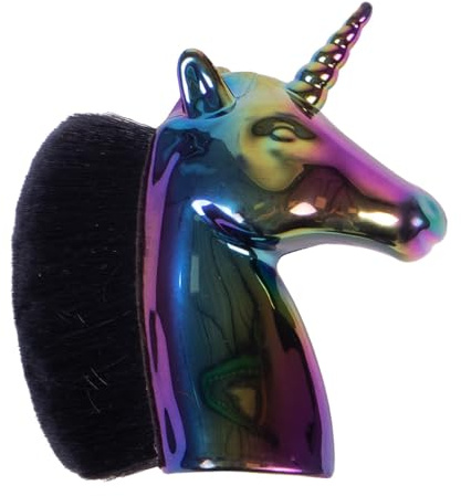 QHP Kopfbürste Unicorn | extra weiche Borsten | Glänzender Griff im Einhorn-Design | Spielbürste für Mädchen, Puppen, Hobby Horsing & Fantasiespaß (Schwarz)