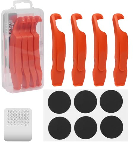 OSDUE Puncture Repair Kit, Bicycle Tyre Levers for Quick Tyre Removal | with Storage Case, Metal Rasp, 6 PCS Repair Patches, 4PCS Bike Tyre Levers for Bicycles Motorcycles BMX ATV Inflatable Tubes