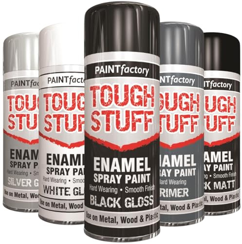 Tough Stuff Enamel Spray Paint 400ml – Hard Wearing Multi-Surface Aerosol for Wood, Metal & Plastic Gloss, Matt & Primer Finishes – Resistant Coating for Automotive, DIY & Home Use (Black Gloss 2578)