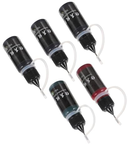 WESIEVYA 5 Flaschen Temporäre Tattoo Tinte 10ml – Hautverträgliche Wasserfeste Semi Permanent Tattoos Flüssigkeit für Erwachsene und für Körper Handgelenk