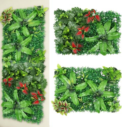Ayolofei Pflanzenwand Outdoor, 2 Stück Kunstpflanzen Wandpaneele 40 x 60 cm, Künstliche Pflanzen Wand Deko, Wandpflanzen Innen & Außen für Wand, Balkon & Garten