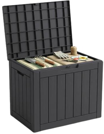 Floordirekt Aufbewahrungsbox - Anthrazit- Wetterfeste Auflagenbox für Terrasse & Balkon - 118L - Gartenbox - 56 x 43 x 53 cm (118 L)