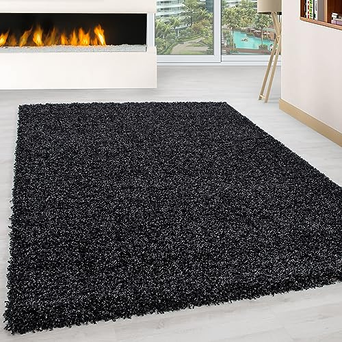 KADIMA DESIGN Hochflorteppich Einfarbig Uni Weich Flauschig Waschbar Strapazierfähig Anthrazit 60x110 cm Wohnzimmer Schlafzimmer Fußbodenheizung geeignet Schadstoffgeprüft Flur Oeko-TEX | RHEIN