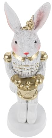 UKCOCO Statue de Casse-Noisette Lapin de Pâques en Résine Dorée, Décoration Festive de Printemps Résistante et Robuste pour Célébrations de Pâques la Maison