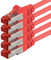 1aTTack.de - 5x 1m câble patch CAT6 S/FTP PIMF blindage câble réseau CAT.6 RJ45 câble Ethernet routeur LAN DSL commutateur modem panneau de brassage - rouge - 5 pièces