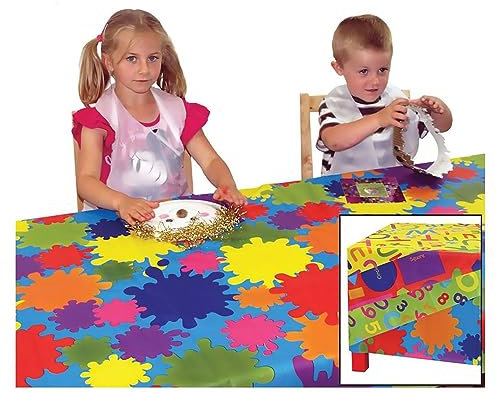 scola Art & Crafts Splash Mat, 1m x 1.5m, 4 Pack, Assorted Styles & Colors, Table and Floor Crafting & Painting Protector, Reusable, Easy Clean, Multipurpose, Ideal for Kids and Crafters