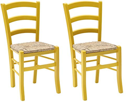 KONTE.DESIGN Set di 2 sedie CENISIA in legno, Giallo, 42 x 43 x 88 cm