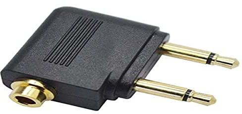 System-S Adaptateur d'avion pour Casque d'avion - Adaptateur Double Jack 3,5 mm - Fiche Mono AUX coudée (mâle) vers Prise Jack stéréo 3,5 mm (Femelle)