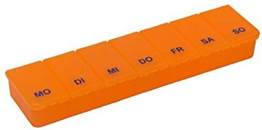 Pillendose Tablettendose Pillenbox 7 Tage, 7 Fächer (Transparent/Orange)