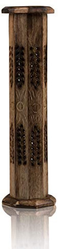Bâton d'encens en Bois et Porte-brûleur à cône Tour Grand Support de Cendres respectueux de l'environnement Organique Porte-agarbatti Style Rustique sculpté à la Main pour la méditation Yoga