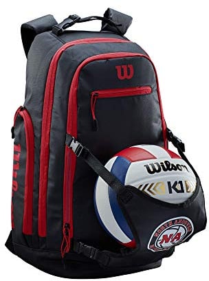Wilson Unisex Rucksack, Schwarz/Rot Tasche, Backpack