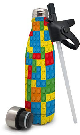 NERTHUS FIH 582 Termo Doble Pared para Fríos y Calientes, Acero Inoxidable, Bloques Multicolor, 500 ml