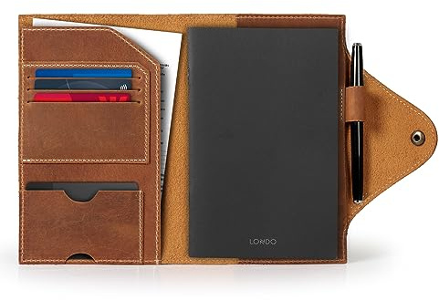 Londo Echtleder Portfolio – Schreibmappe mit Notizblock & Druckknopfverschluss für Business, Büro & Reisen