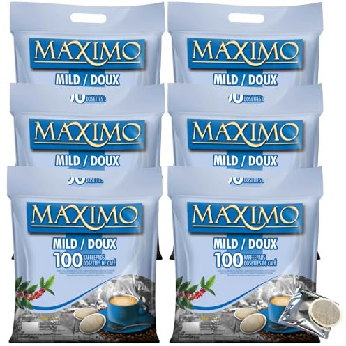 MAXIMO Doux | 6x100 Dosettes de café compatibles SENSEO® | Emballage individuel pour une meilleure conservation et une hygiène irréprochable