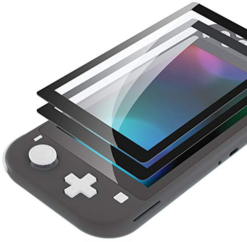 eXtremeRate Pellicola Protezione per Nintendo Switch Lite,2 Pezzi Vetro Temperato Schermo Protettiva,Antigraffio,Anti-Impronta Digitale,Infrangibile,Senza Bolle-Nero