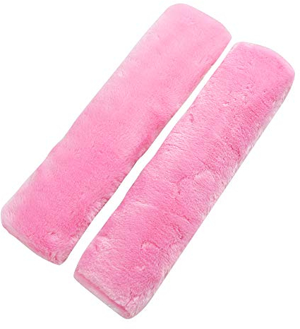 SUNTRADE 2 x weiche Lammfell-Autositzgurt-Abdeckung für Sicherheitsgurt, Schulterpolster für Erwachsene und Kinder, geeignet für Autositzgurt, Rucksack, Schultertasche (Rosa)