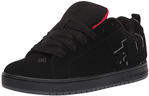 DC Shoes Men's Court Graffik Casual Low Top Skate Shoe Sneaker, Black/Red, 11 UK