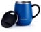 Grandties Thermo Kaffeebecher mit Griff -Schiebedeckel für Spritzschutz 460 ml Weinglasform Coffee To Go Becher Kaffeebecher To Go,Doppelwand-Edelstahl Hält Getränke Warm oder Kalt-Blau