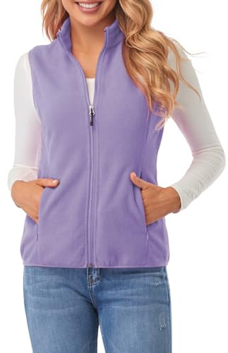 fuinloth Gilet in pile da donna,Termico Senza Maniche Elegante Collare Eretto con Zip e Tasca