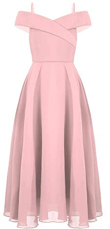 IEFIEL Enfant Robe Princesse Soirée Mariage Cérémonie Fille Bretelle Robe de Demoiselle d'honneur Fleur Hors Epaules Dénudées Corsage Taille Haute Z Rose 14 Ans