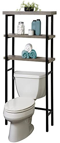 Zenna Home Platzsparender Raumsparer, 3 Ablagen, Holzkonstruktion, 76 cm Abstand, Treibholz und mattschwarzes Finish