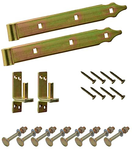 BRESKO Ladenband mit Kloben und Schrauben Set gelb verzinkt 300-800 mm Torband Türband Scharnier Tor Gartentor (300x35 mm - Ø 13 mm)