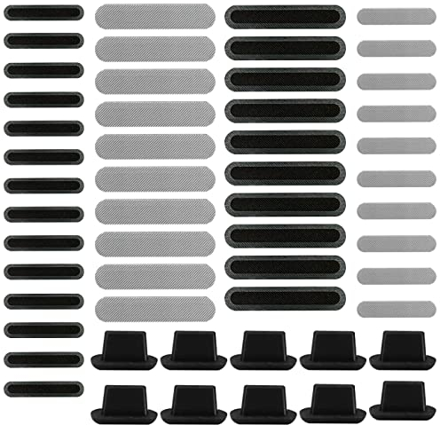 44 Pegatinas Adhesivas de Malla Antipolvo con 10 Tapones de Silicona Antipolvo, Funda a Prueba de Polvo para Altavoz con Kit de tapón Antipolvo Que Protege la Carga Compatible con iPhone 13 12 11 8 7