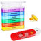 Pill Organiser 7 Day Pill Box 4 Times a Day - Weekly Tablet Organiser with 28 Compartments for Vitamin Medicines Supplements, Portable Medicine Storage Box Pill Case for Elderly Men Women Rainbow