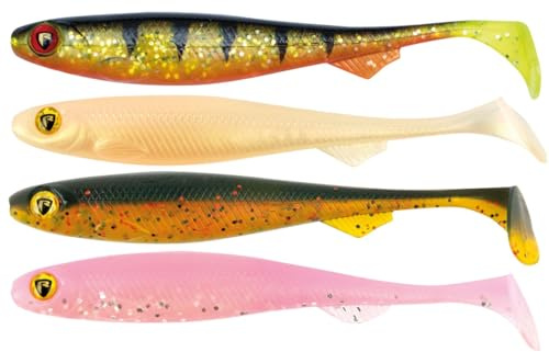 Fox Rage Gummiköder zum Gummifischangeln auf Hechte, Barsche & Zander UV Slick Shad Mixed Colour Pack