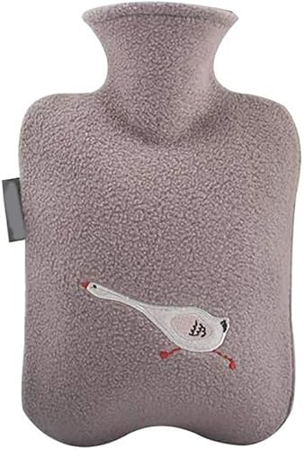 Wärmflasche, Winter White Goose Wärmflasche Gummi Große Wärmtasche mit Fleece-Überzug zur Schmerzlinderung und Erwärmung der Hände (2 Liter, Grau) Handwärmer (Color : Grey, Size : 8 * 12in)